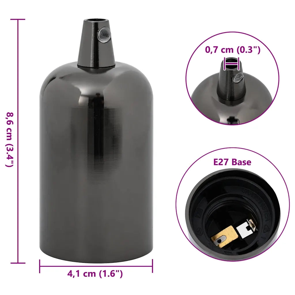 Portalampade 2 pz Nero Lucido E27 4106533