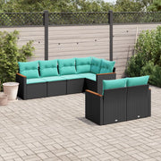 Set Divani da Giardino 7 pz con Cuscini Nero in Polyrattan 3226141