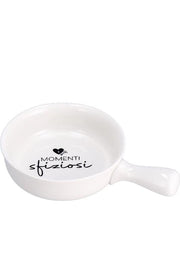 Ciotola in Ceramica Snack Antipasto Bianca con Manico 21,5 x 14,5 x 4 cm