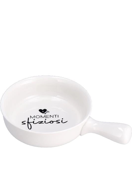 Ciotola in Ceramica Snack Antipasto Bianca con Manico 21,5 x 14,5 x 4 cm