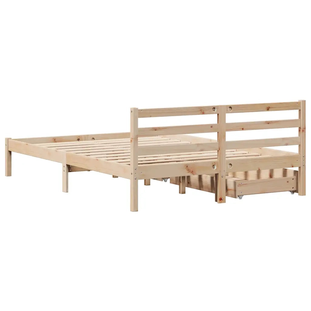 Letto senza Materasso 140x190 cm in Legno Massello di Pino