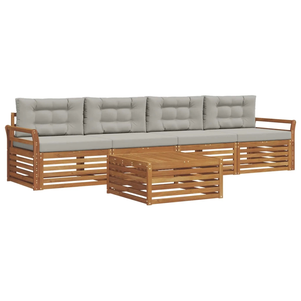 Set di divani da esterno 5 pcs Grigio Naturale e Chiaro 3372981