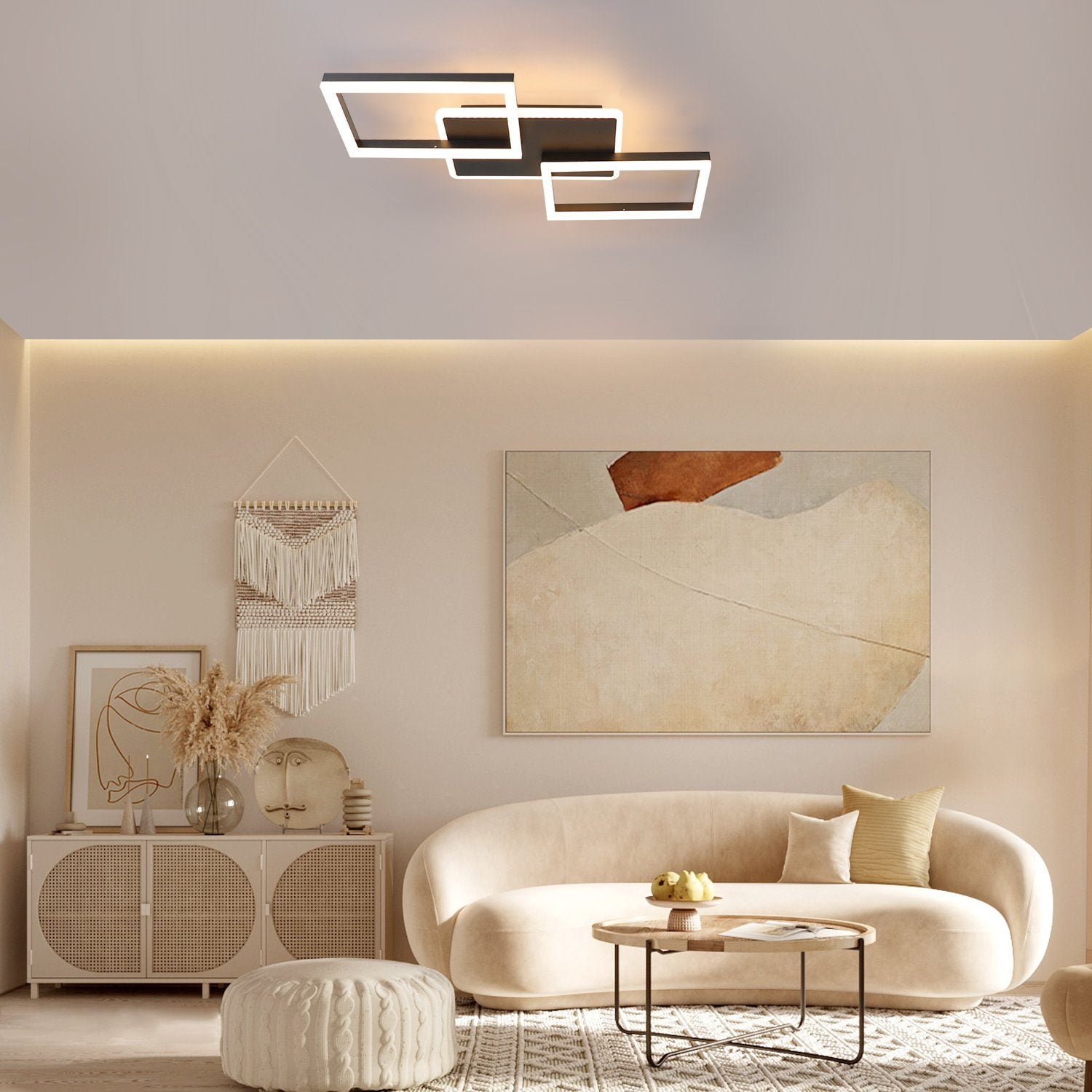 ZMH Lampada da soffitto plafoniera LED 48W nera dimmerabile telecomando design moderno per corridoio ufficio living