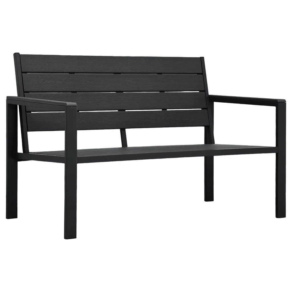 Panchina da Giardino 120 cm in HDPE Nera Aspetto Legno