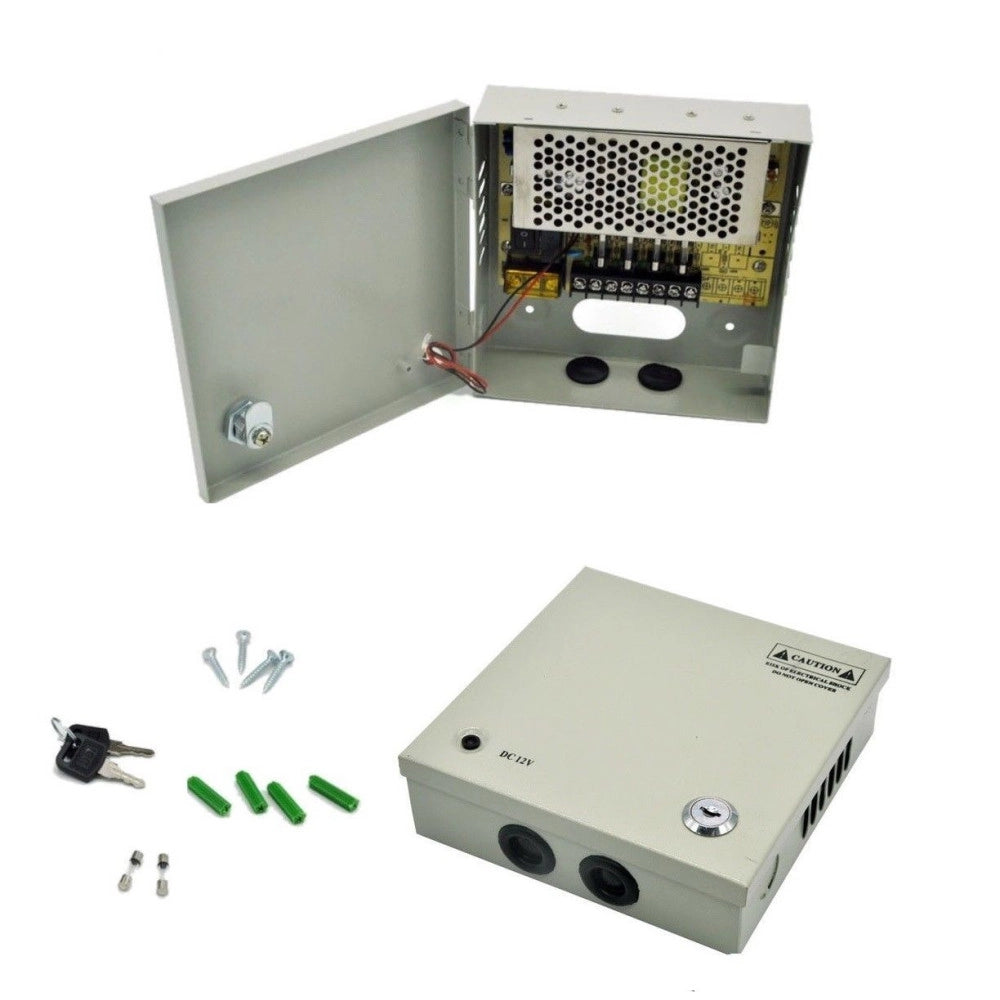 Trade Shop - Rack Box Alimentatore Stabilizzato 4 Uscite Canali Centralina Telecamera Dc Cctv -