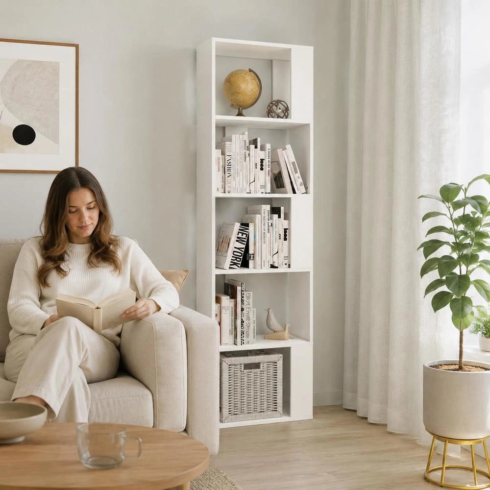 Bookshelf/room Divider, White, 45x24x159 Cm, Engineered Wood