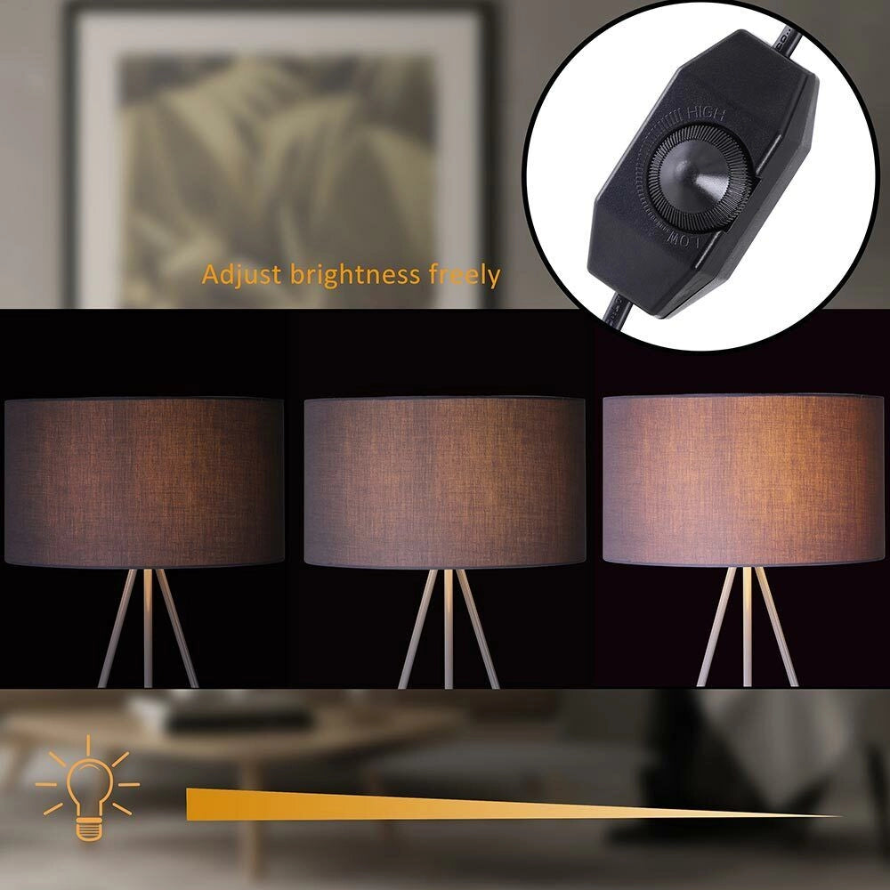 Lampada Piantana Treppiedi Dimmerabile Moderna Paralume E27 60W Tessuto Grigio