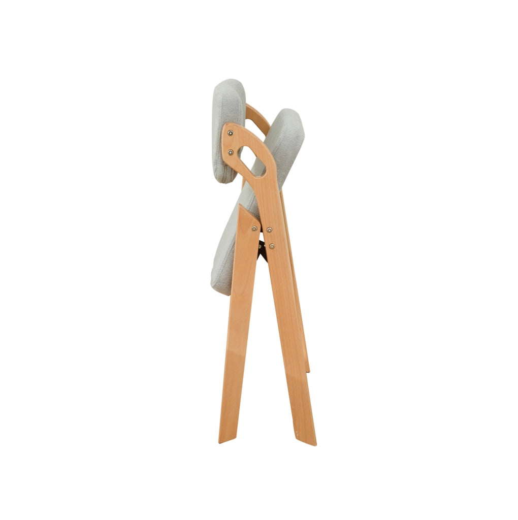 Sedia pieghevole con seduta imbottita in legno grigio