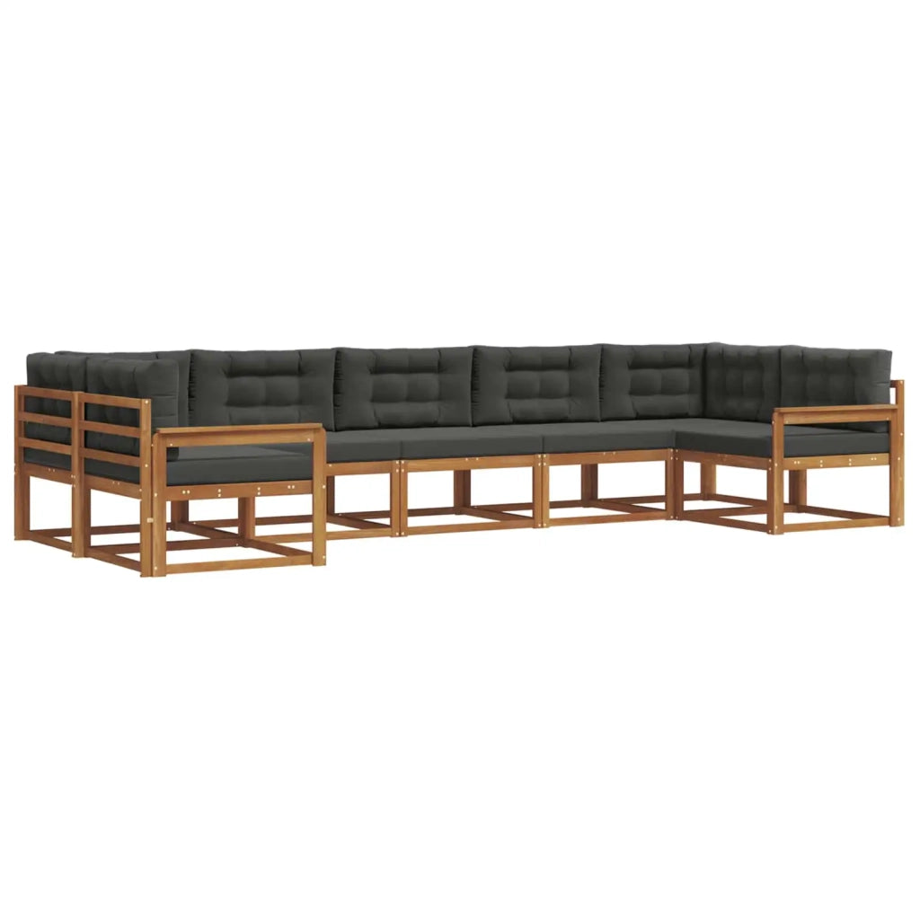 Set di divani da esterno con cuscino 7 pcs Naturale e Antracite