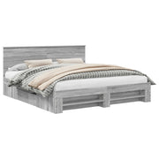 Letto matrimoniale | Letto per adulti | Struttura del letto con testiera Grigio Sonoma 180 x 200 cm