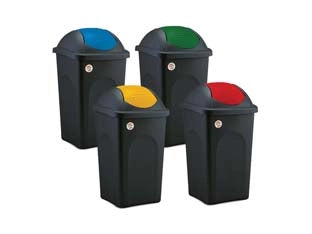 BIDONE MULTIPAT CON BASCULA LT.60- - cm.39x39x68h. - nero/verde - 3 pezzi STEFANPLAST