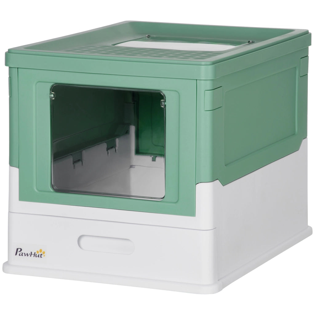 Casetta per Gatti con Porte e Vassoio Estraibile ¨C zephmum ¨C 47.5x35.5x36.7cm Verde