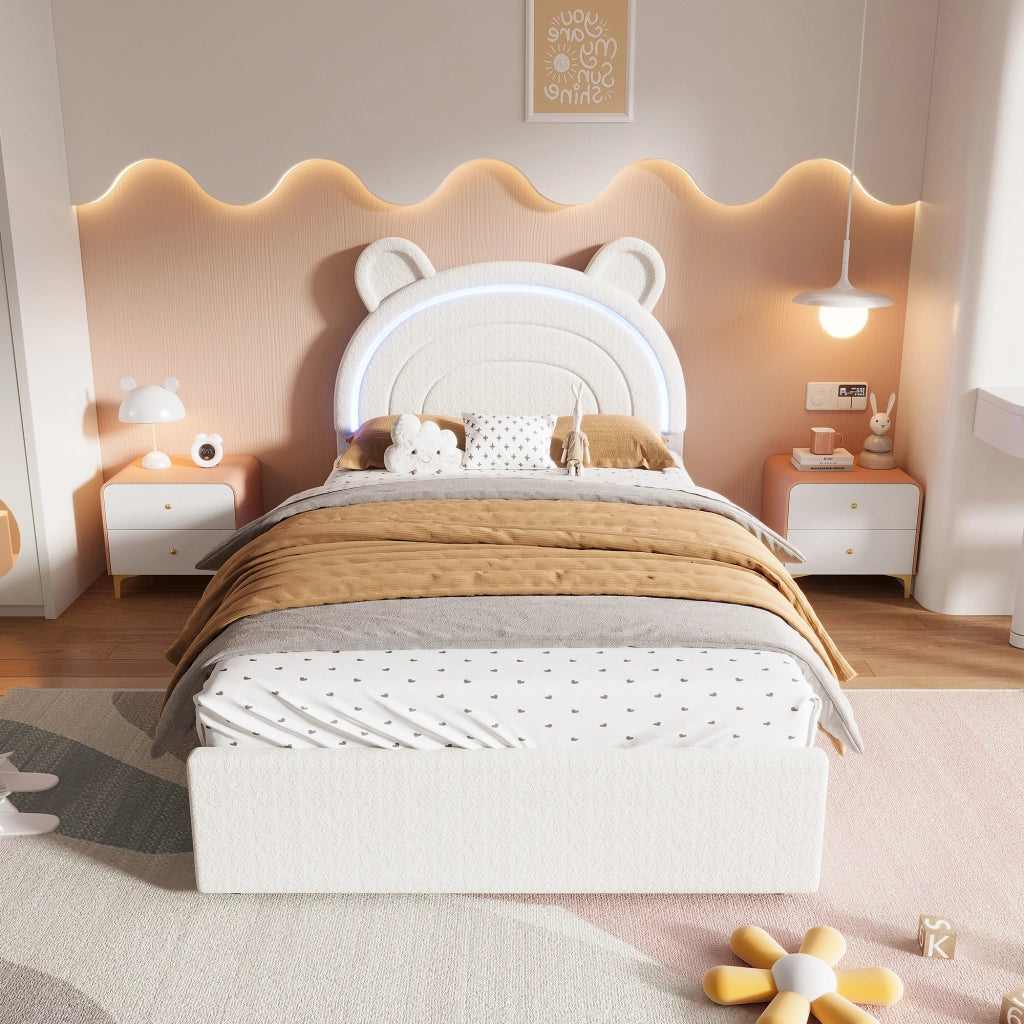 letto imbottito velluto beige 90 x 200 cm