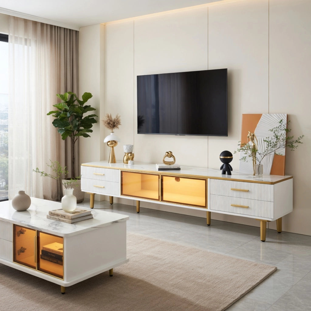 Cassettiera per TV bianca in truciolare lunghezza 170 cm