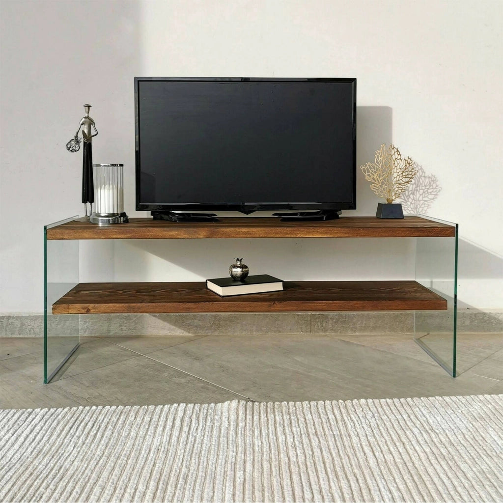 Mobile porta TV Italia, Credenza da soggiorno, Armadio basso per TV, Base parete attrezzata, 120x35h45 cm, Noce
