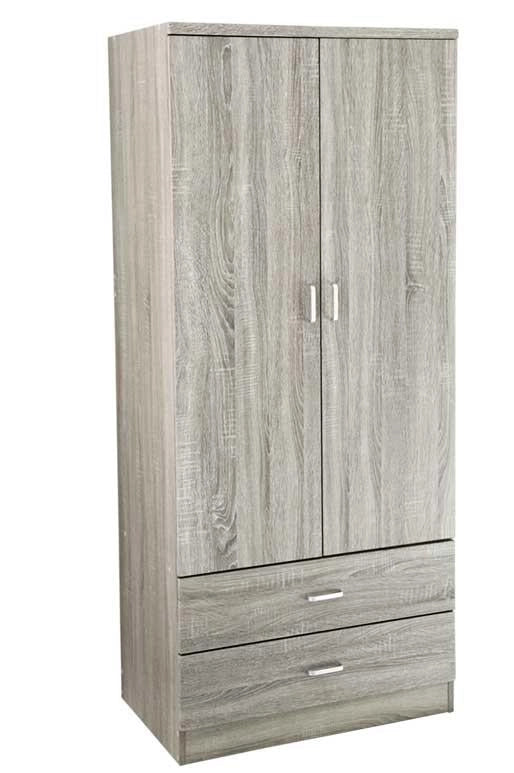 ARMADIO GUARDAROBA IN LEGNO CON 2 ANTE E CASSETTI OLMO 80 X 52 X 190 CM