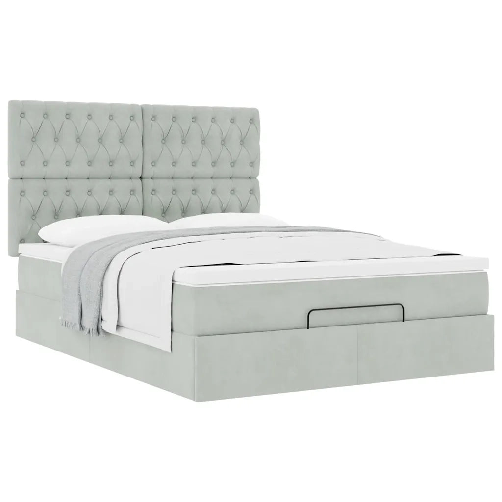 Struttura Letto Pouf con Materassi 140x190 cm Velluto 3313541