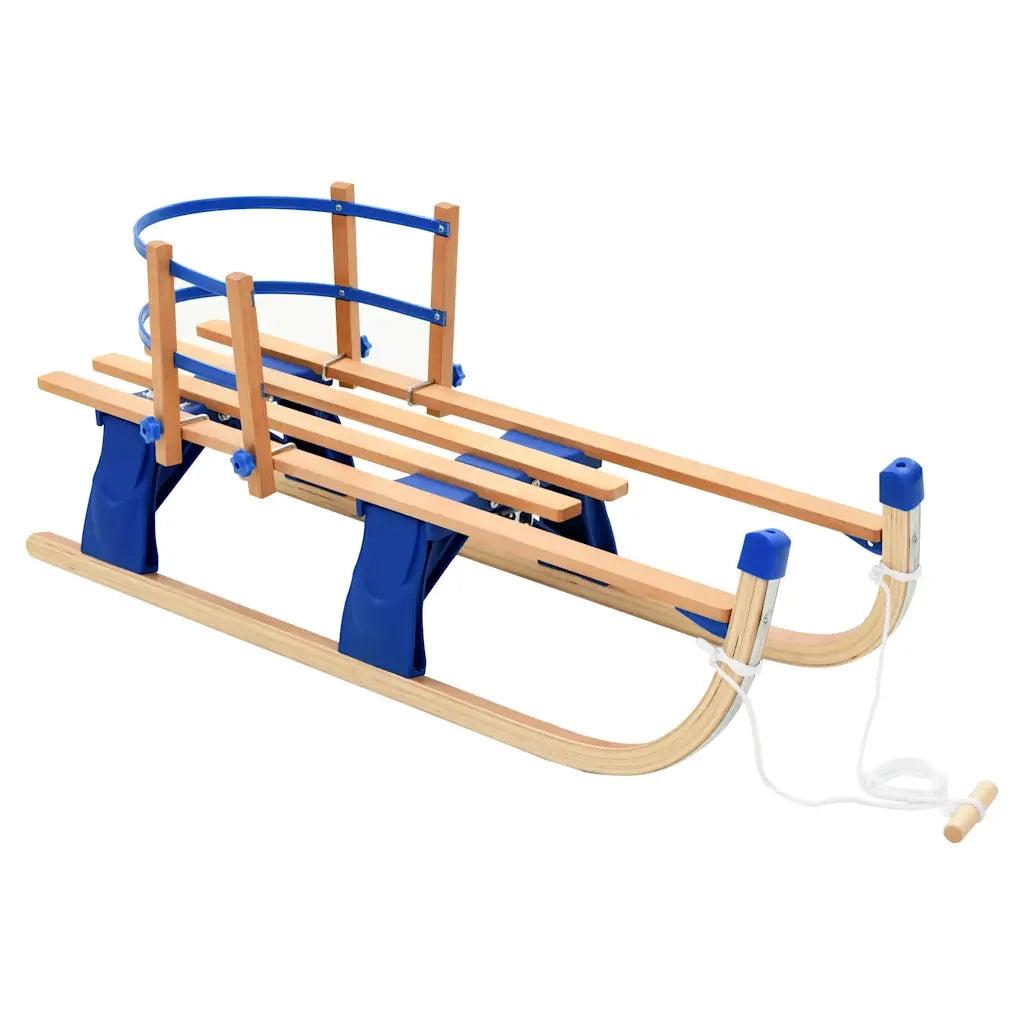 Slittino da Neve Pieghevole in Legno con Schienale 119 cm 91458
