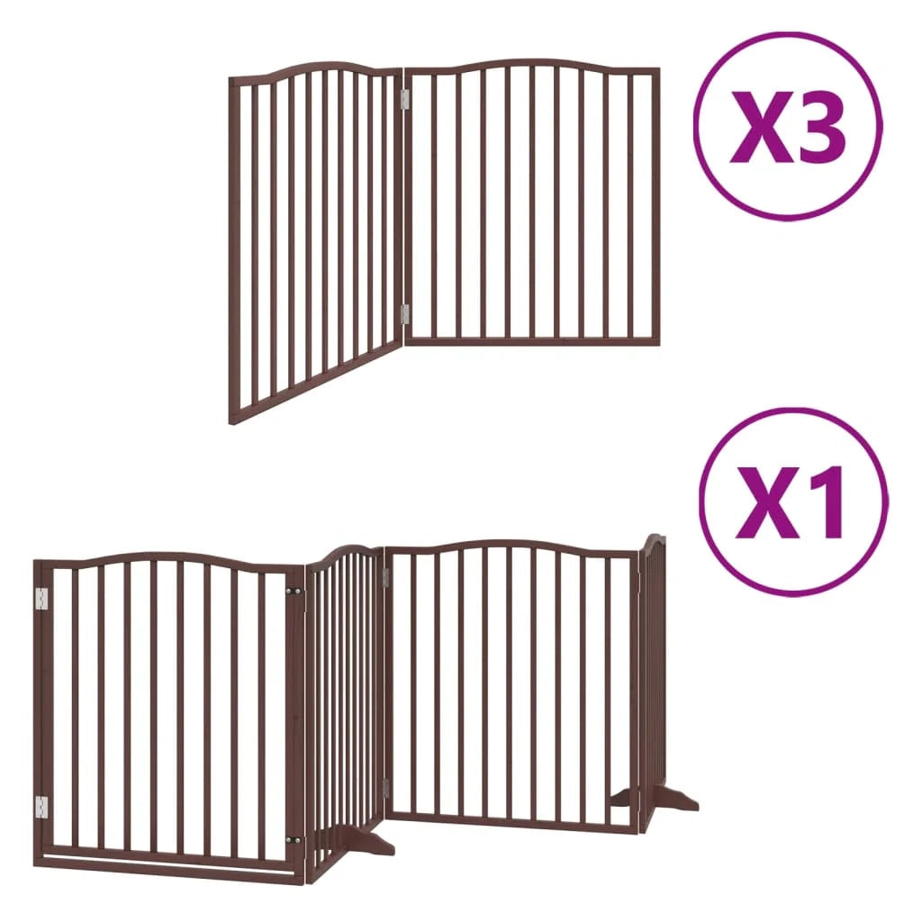 Cancelletto di sicurezza per animali domestici porta pieghevole 10 pannelli legno di pioppo marrone 02_0023116