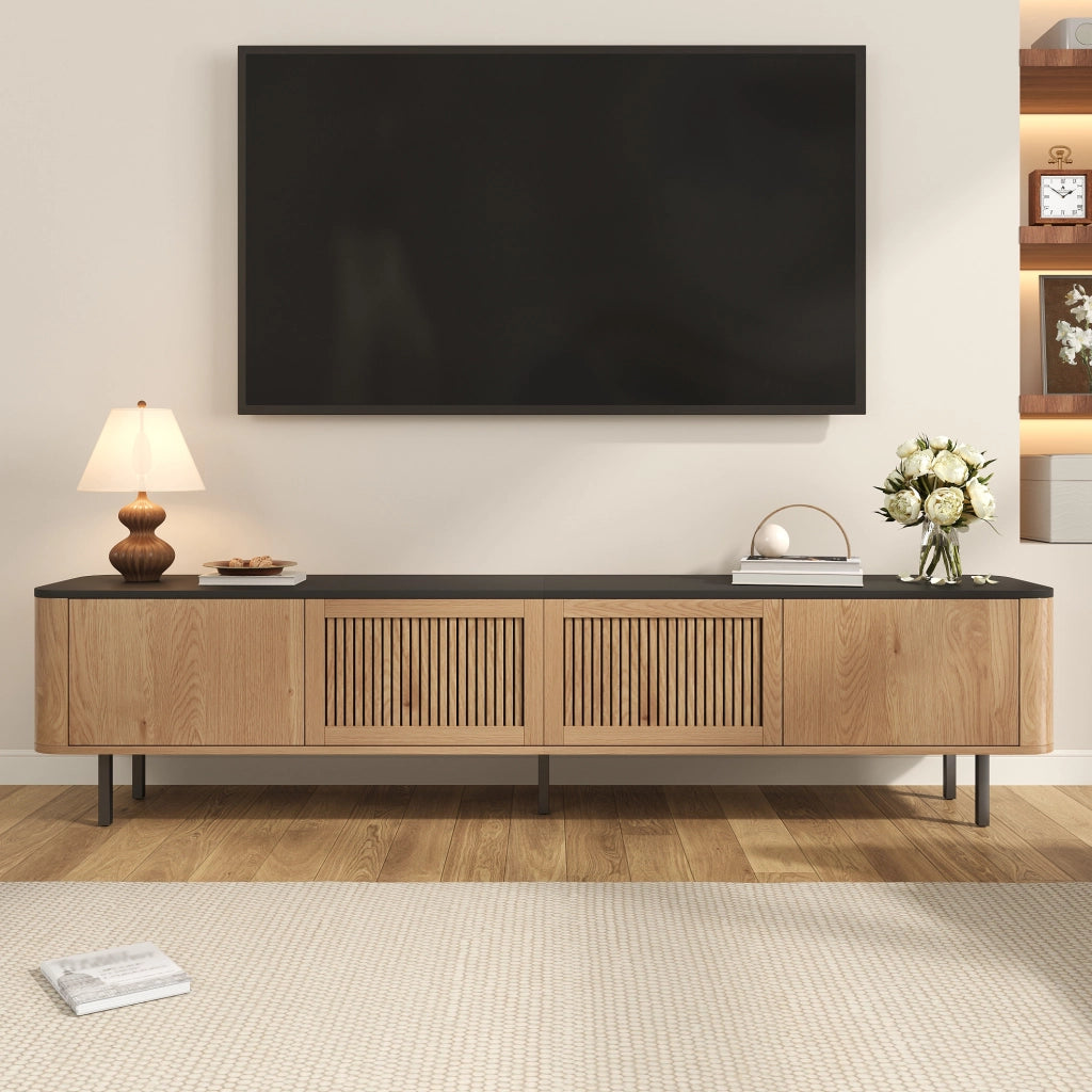Mobile TV moderno 190x35x45 cm in MDF e pannelli di particelle; colore rovere