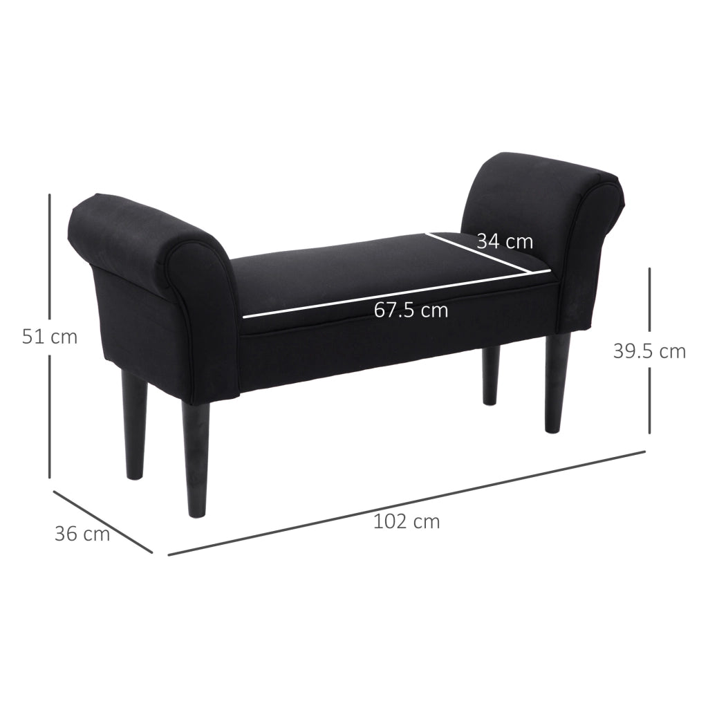 Panca Letto Imbottita con Braccioli ¨C Zephmum ¨C Nero 102x35x51 cm