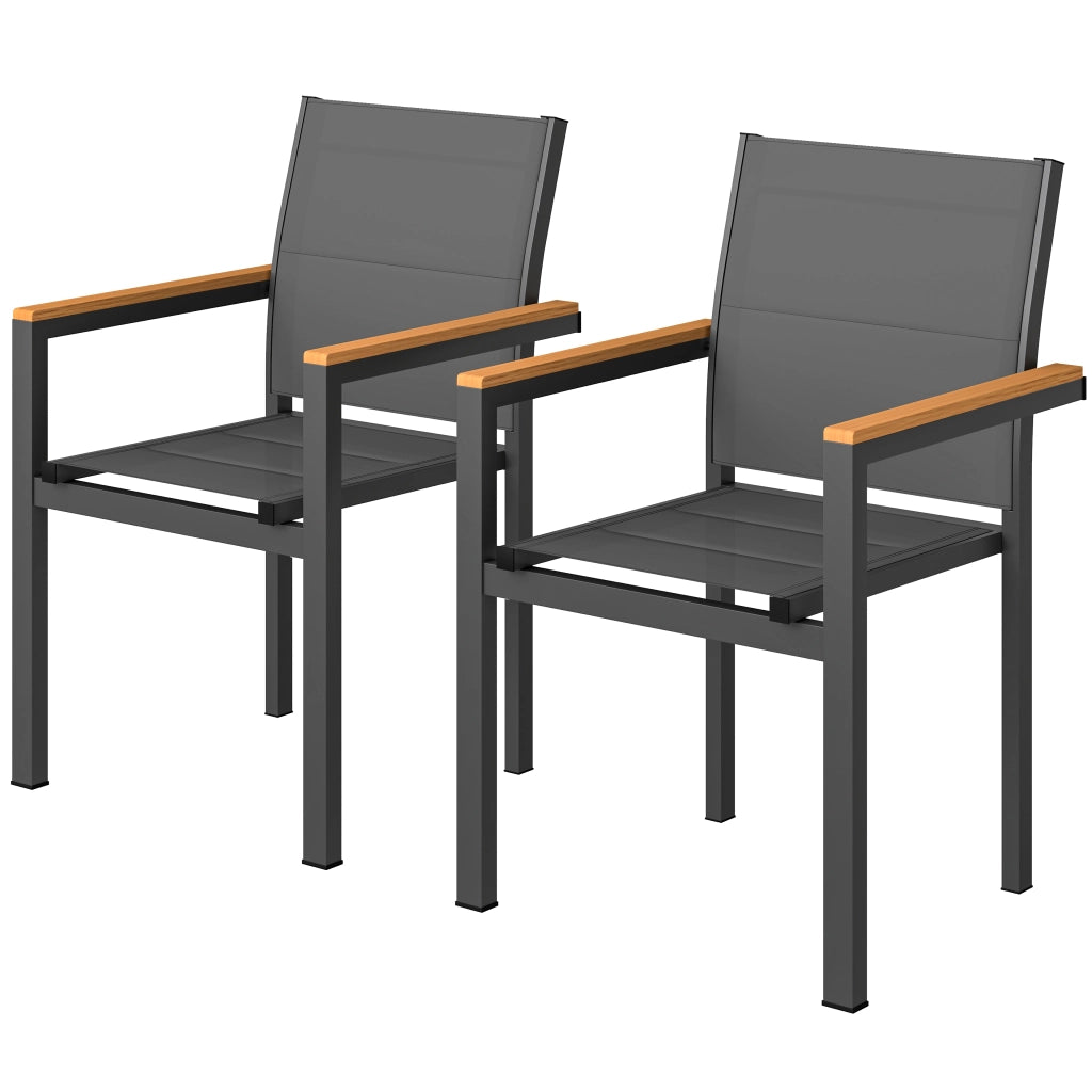 Set 2 Sedie da Giardino Imbottite e Impilabili ¨C zephmum ¨C Grigio Scuro 56x55x85cm