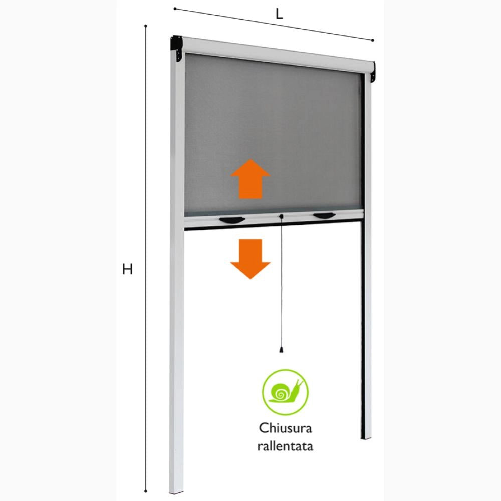 Zanzariera a Rullo Verticale in Fibra di Vetro Riducibile 160x170H cm Telaio Alluminio MARRONE