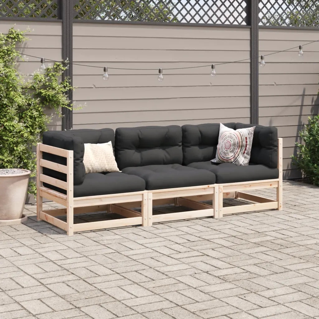 Set Divani Giardino 3 pz con Cuscini in Legno Massello di Pino 3299268
