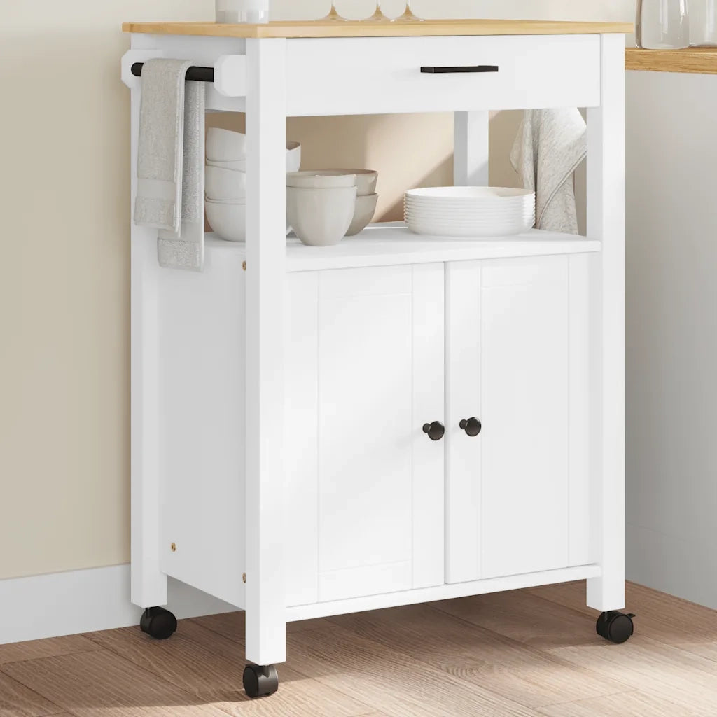 Carrello da Cucina MONZA 60x40x88,5 cm in Legno Massello di Pino 376099