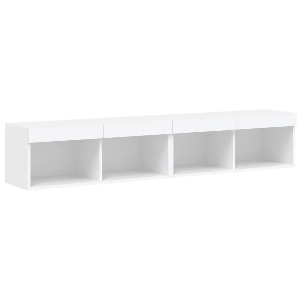 Mobili Porta TV con Luci LED 2 pz-Set di 2 Credenza per TV Bianchi 80x30x30 cm