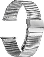Cinturino orologio in acciaio inossidabile a rete per uomini e donne, cinturino a rete veloce adattabile 22 mm (argento)