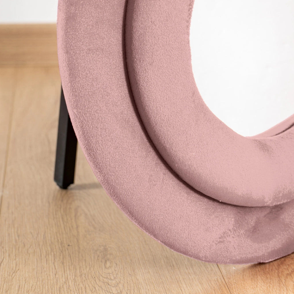 Specchiera da Terra 170x70 cm Design Ondulato Rivestita in Velluto con Supporto in Metallo Specchio Figura Intera Moderno per Camera da Letto Soggiorno Cabina Armadio Rosa