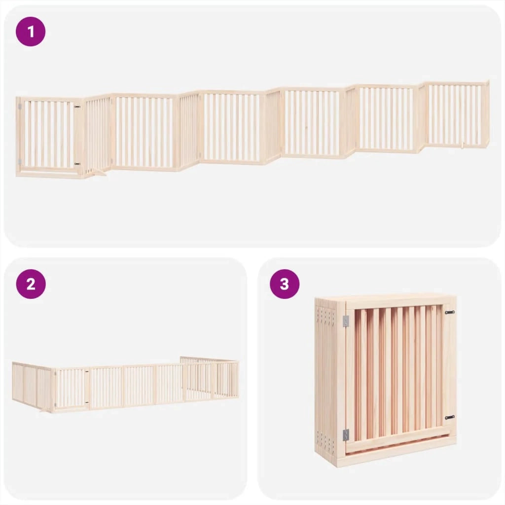 Cancelletto di sicurezza per animali domestici porta pieghevole 12 pannelli legno di pioppo marrone 02_0023162