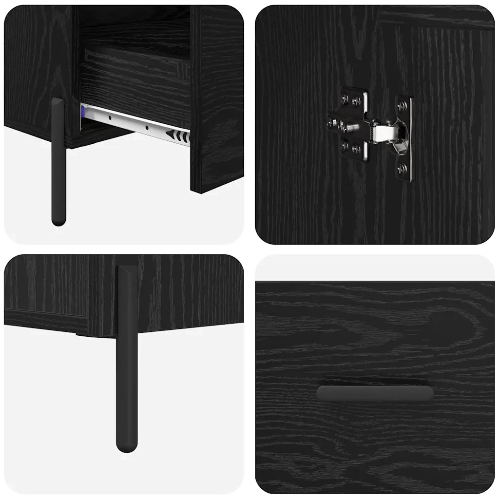 Credenza | Madia | Buffet da pranzo | Armadio da pranzo con cassetto Corona Rovere Nero 69,5 x 31 x 115 cm