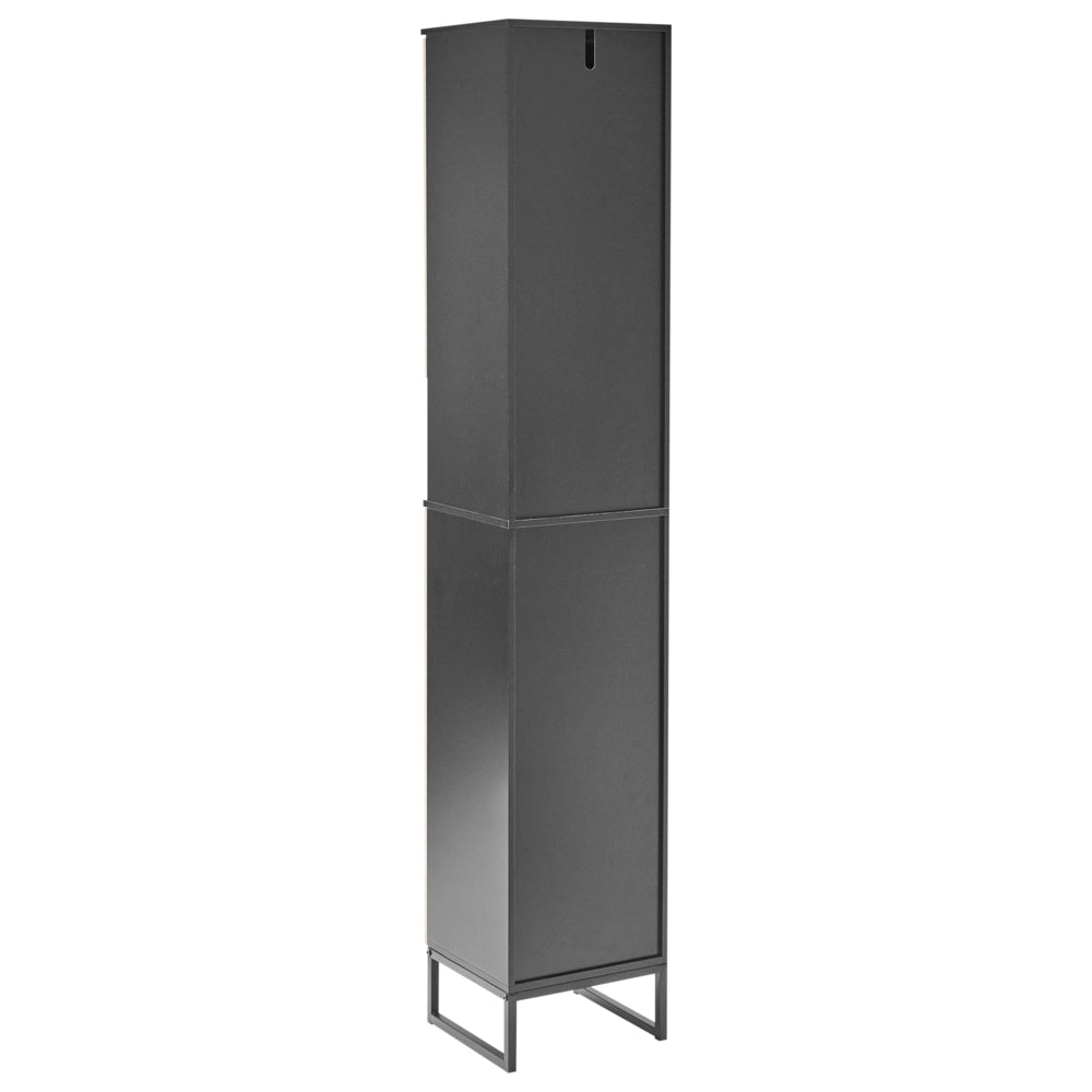 Mobile da bagno indipendente con 6 ripiani contenitore da bagno moderno nero e marrone chiaro