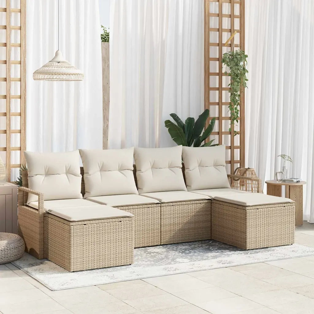 Set di divani 6 pcs Beige polyrattan