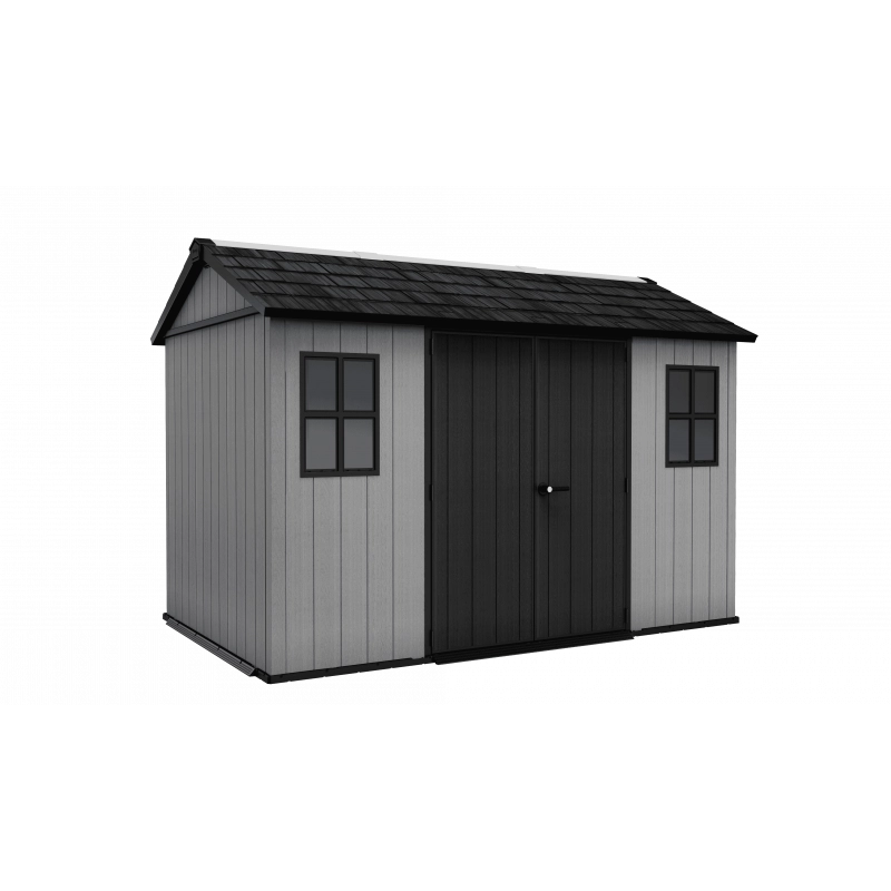 Casetta da giardino in resina EVOTECH+ 350x230 cm - con pavimento e doppia porta - carico neve 150 kg/m² – Newton Plus 7511/1175 - Grigio - Keter