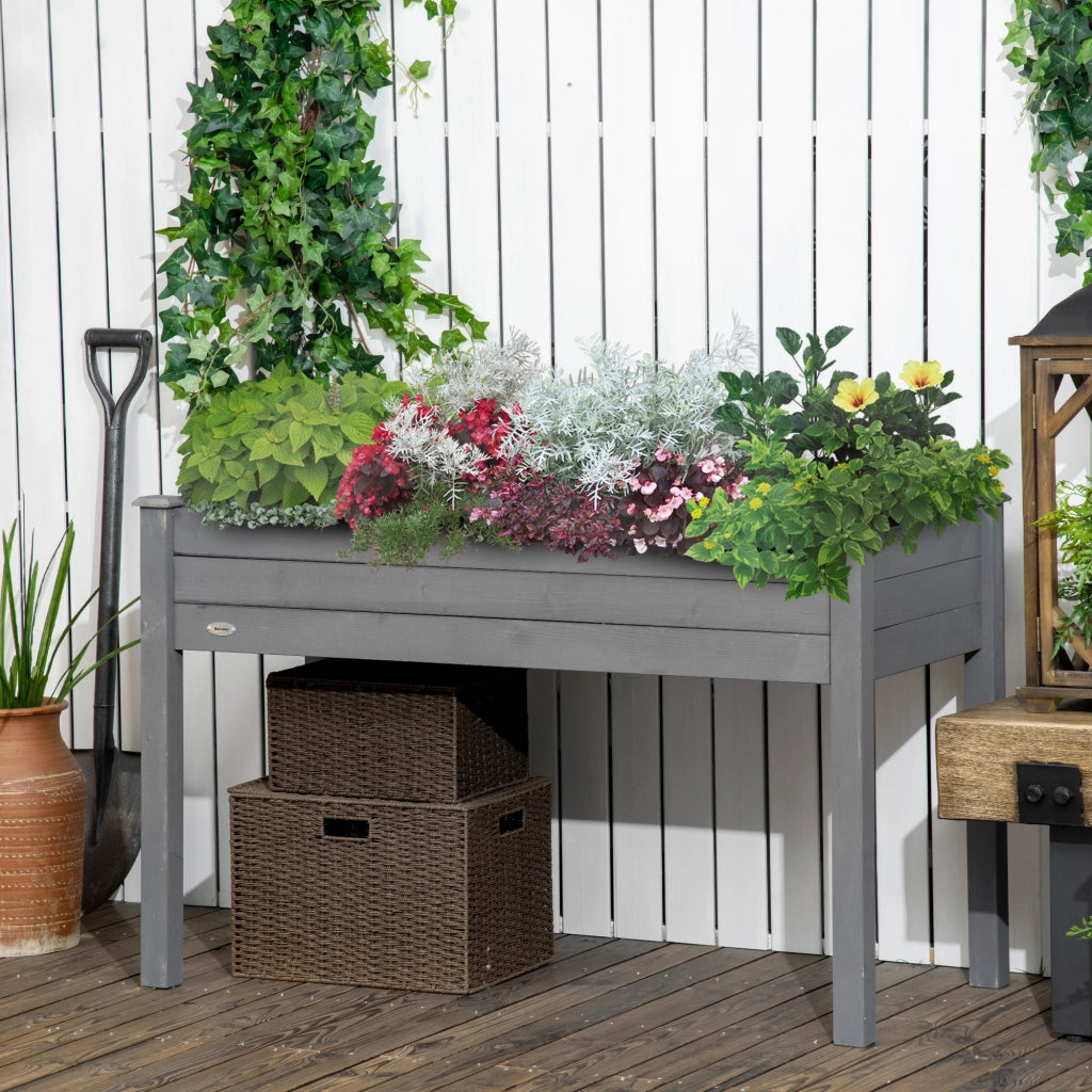 Letto da Giardino Elevato in Legno ¨C zephmum ¨C 122.5x56.5x76 cm Grigio