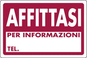 CARTELLO SEGNALETICO AFFITTASI  cm. 30x20 10.00 pz