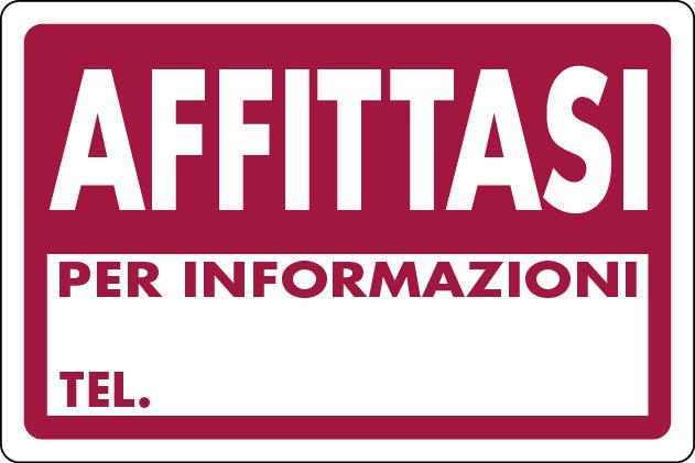CARTELLO SEGNALETICO AFFITTASI  cm. 30x20 10.00 pz