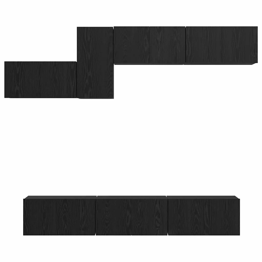 Set mobile TV con cassetto 7 pcs Rovere Nero Legno multistrato 3393487