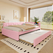 Daybett con funzione divano letto in velluto rosa 140x200 cm