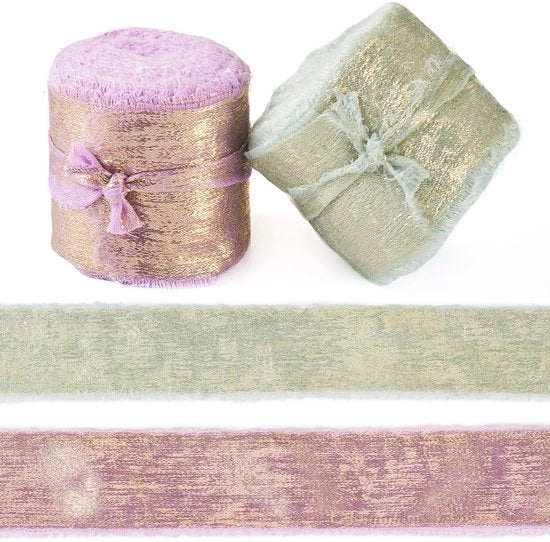 Fili di Lint in Chiffon 35Mm con Borde Ruvido - Tessuto Girastrisce in Pelle - Fili Decorativi - Bocciolo di Fiori di Sposa - Attività Artigianali DIY - Lusso Lucido - Fili Decorativi