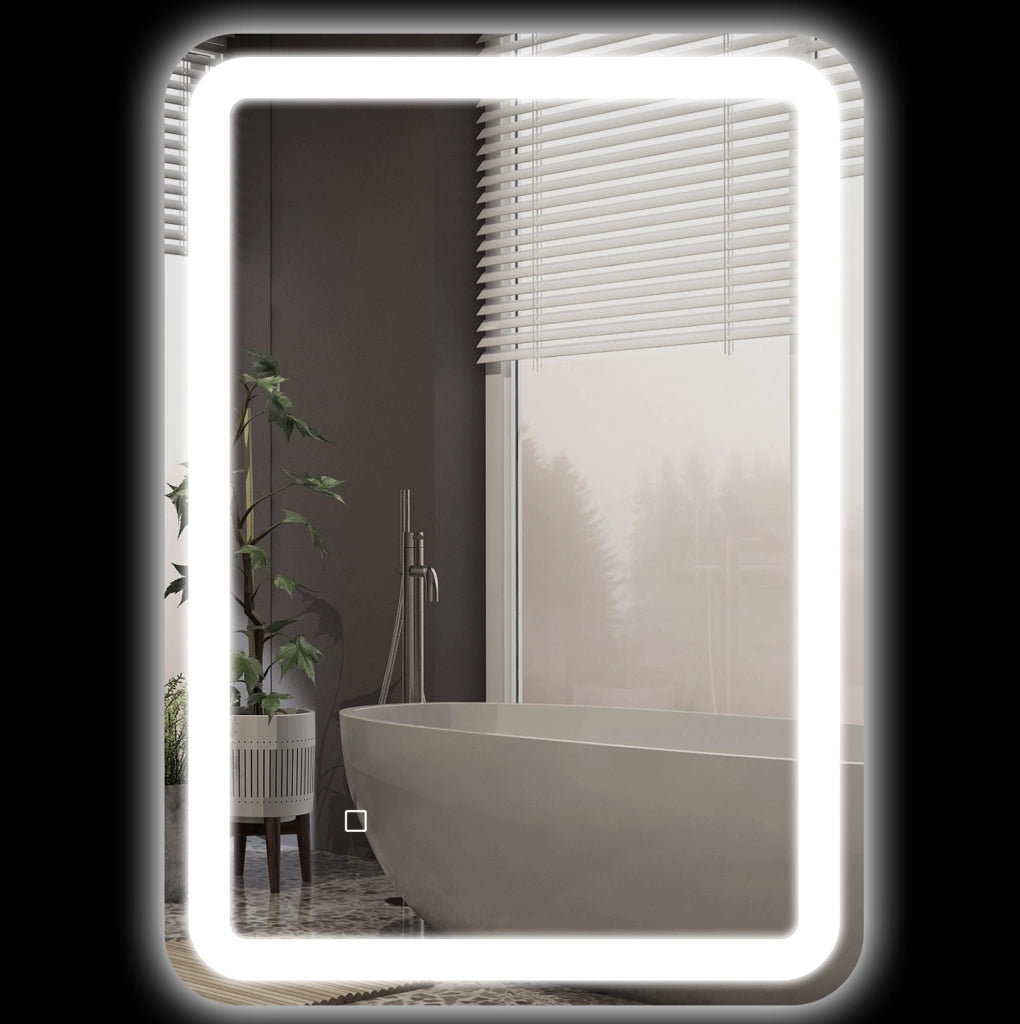 Specchio da bagno LED 50 x 70 cm con comando tattile e antiappannamento