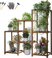Supporto per piante con 7 vasi - Sostegno in legno per piante alte - Interno e esterno - Balcone soggiorno giardino