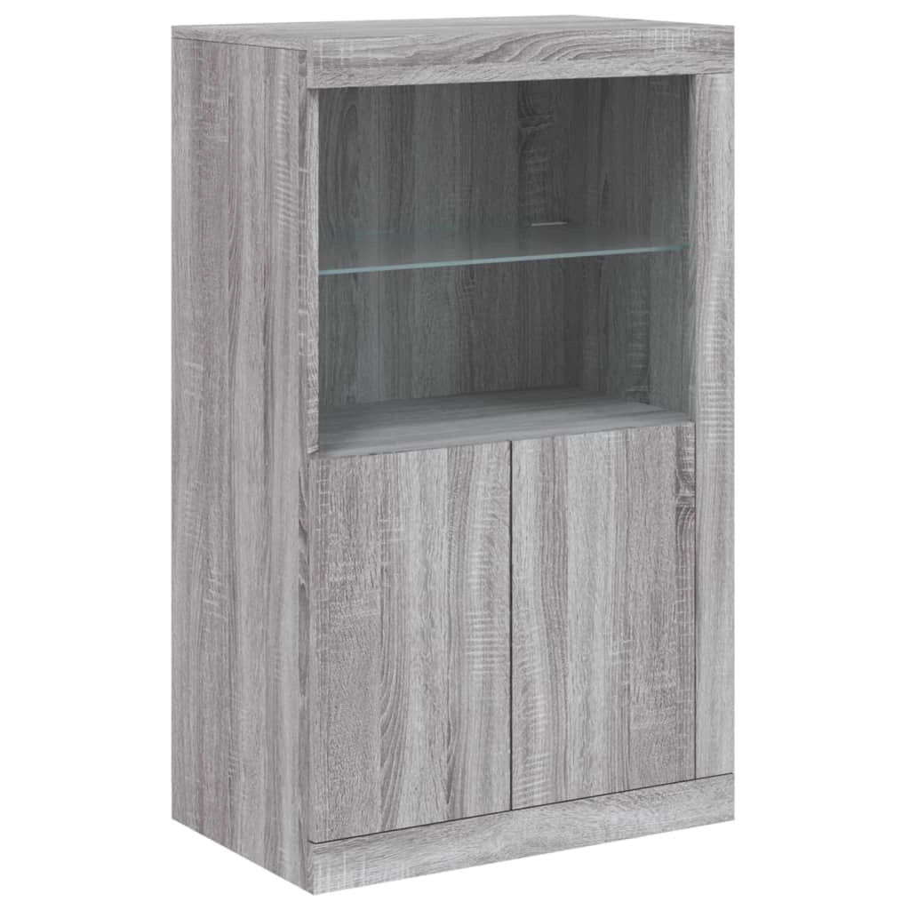 Buffet credenza cassettiera armadio mobile contenitore organizer per cucina soggiorno salotto con luci LED Sonoma 162 x 37 x 100 cm grigio 02_0030054