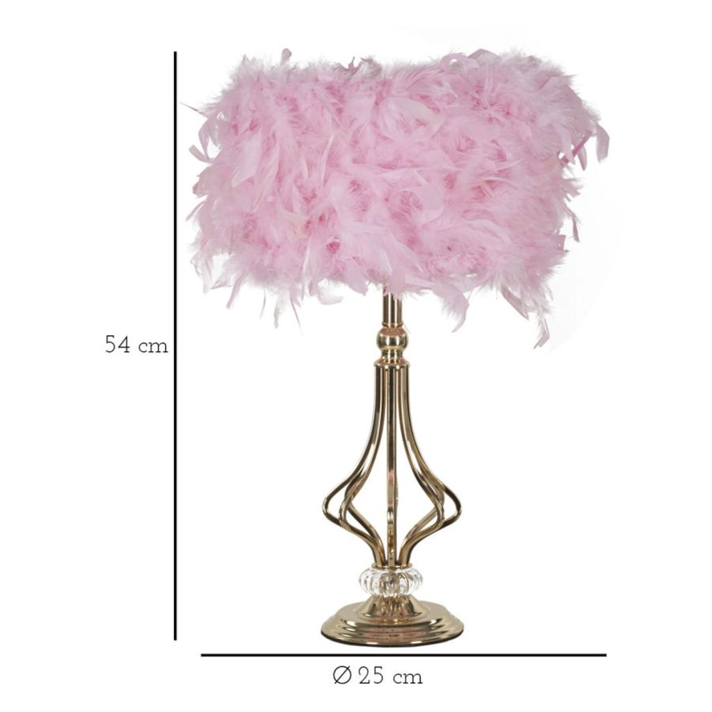 Lampada da Tavolo Piume 6, Rosa, Metallo, 25x25x54 cm