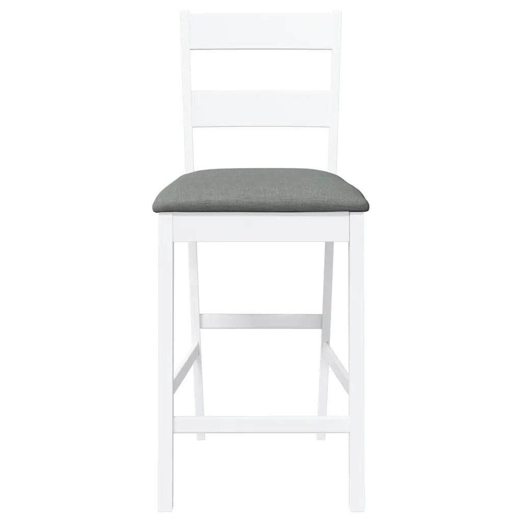 Sgabelli da Bar con Cuscini 2 pz Bianco Legno Massello di Hevea 4102559