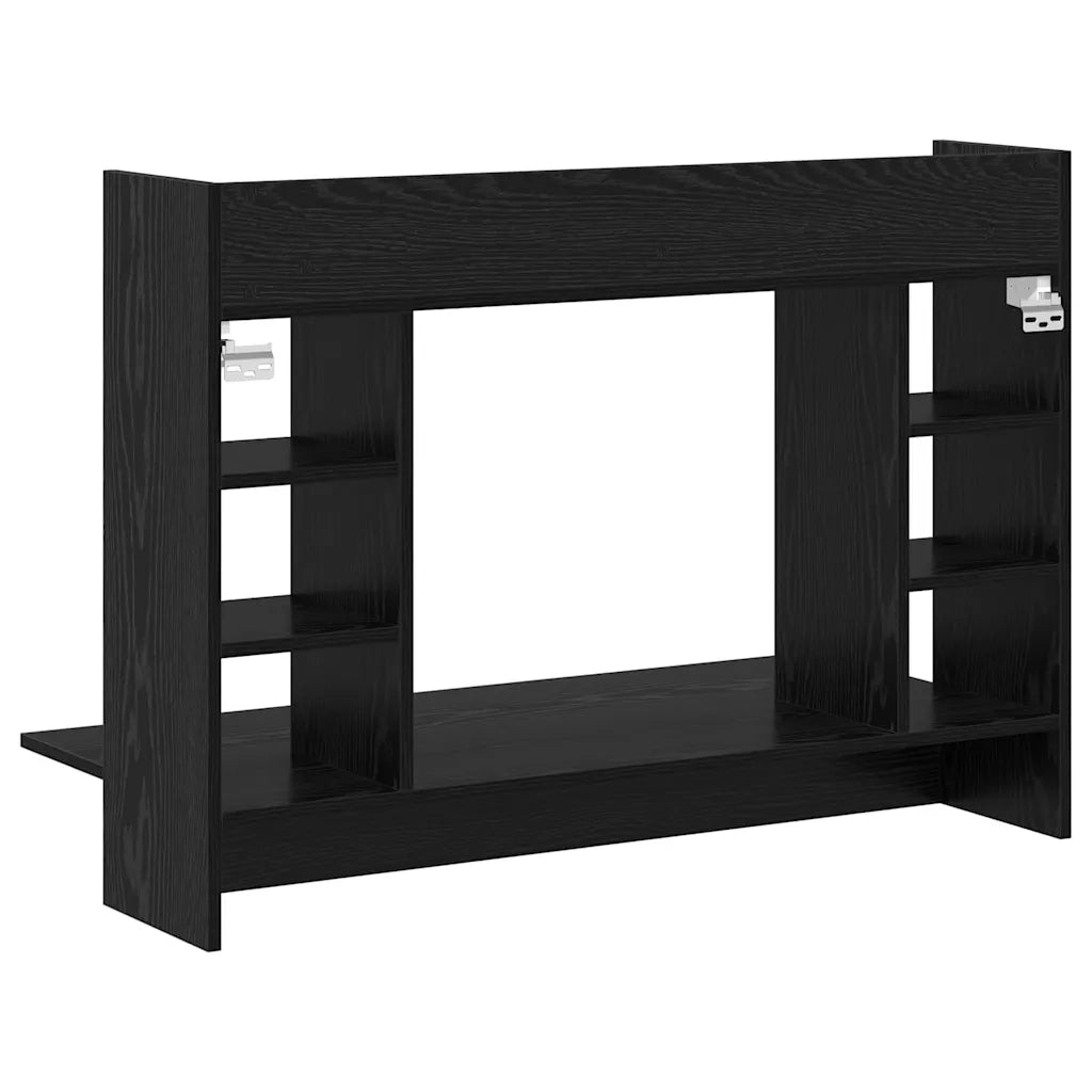Scrivania | Tavolo da Ufficio a parete con lo scaffale Rovere nero 105 x 48 x 75 cm