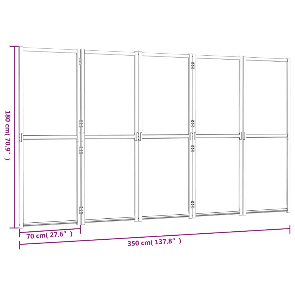 Divisorio Ambienti | Divider per stanze | Paravento a 5 Pannelli Bianco Crema 350x180 cm